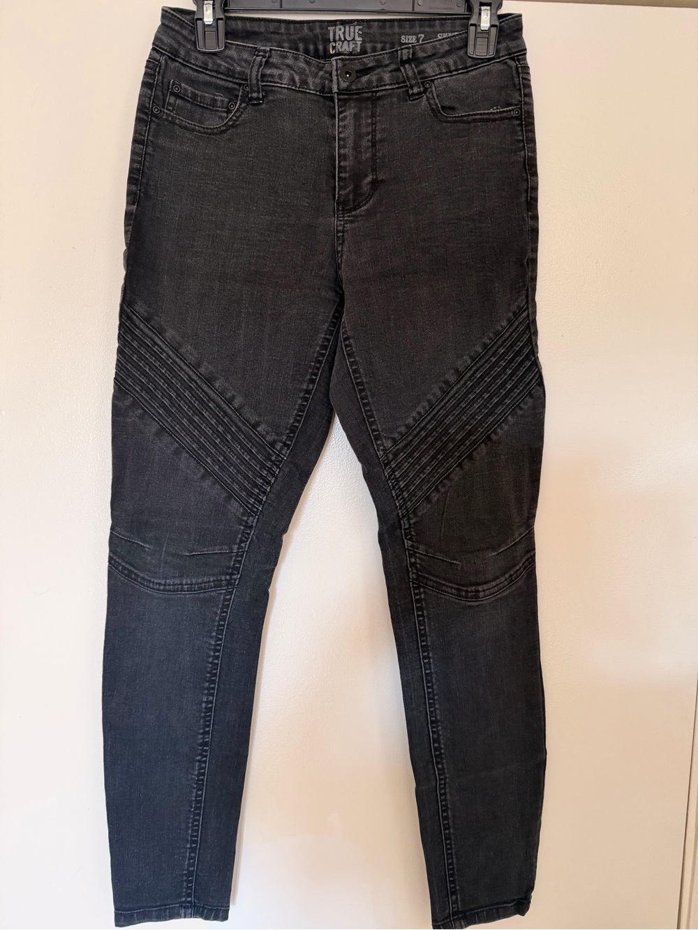 True Craft Black Skinny Moto Ribbed Jeans